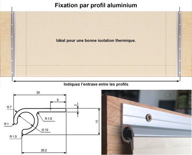 Fixation par profil aluminium pour bâche terrasse